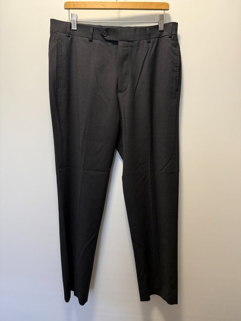 BROOKS BROTHERS Regent Fit Dress Pants Flat Front Dark Grey Charcoal Men's 35x32